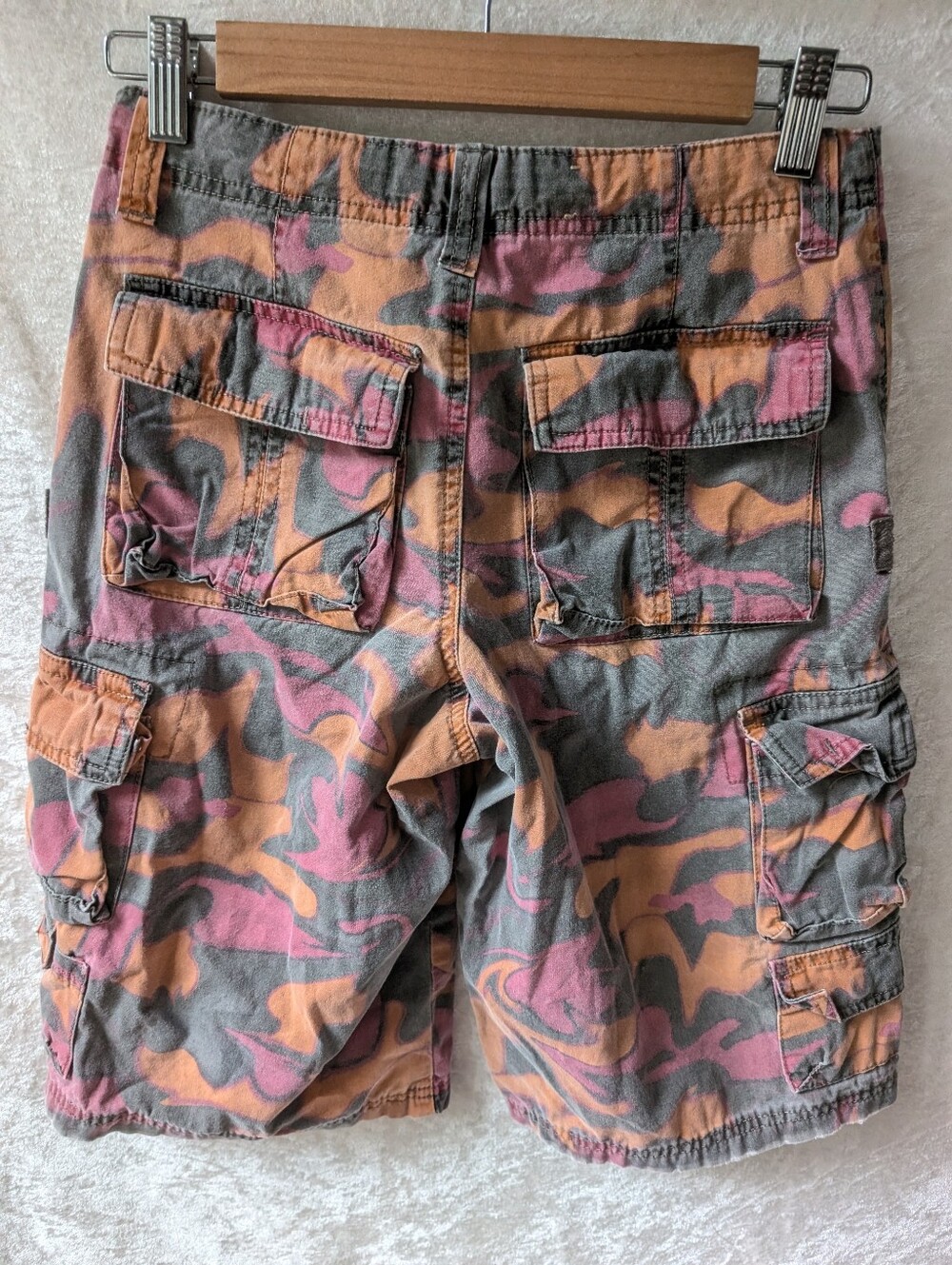 Vtg Lee Retro Cargo Orange Pink Shorts Girls 12 Or Women's Xs